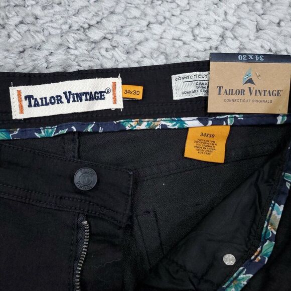 Tailor Vintage Canaan Slim Fit Stretch Jeans Men's Size 34 x 30 Black Knit Denim - Picture 4 of 9